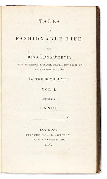 Edgeworth, Maria (1768-1849) Tales of Fashionable Life.